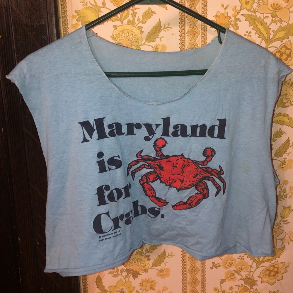 1980’s Crop Top-T-shirt-Maryland is for CRABS